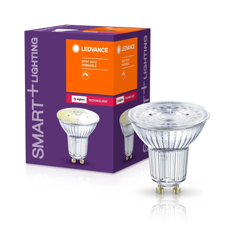LEDVANCE Smart LED lamp with ZigBee Technology, GU10-base Clear Glass,Warm White (2700K), 350 Lumen, 50W-Replacement, smart dimmable, 4-Pack - Image 1