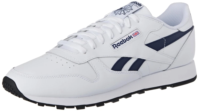 Reebok Men Classic Leather Sneaker, FTWR White/Vector Navy/Core Black, 4