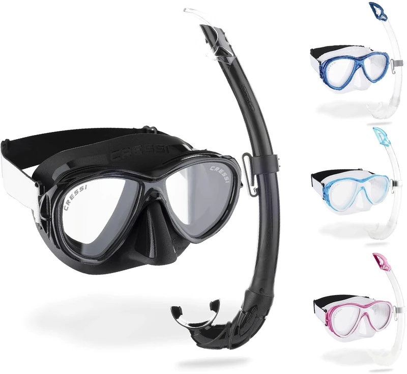 Cressi Samoa & Mexico - Combo Set Mask Samoa + Snorkel Mexico Diving and Snorkelling, Black/Black, One Size, Unisex Adult
