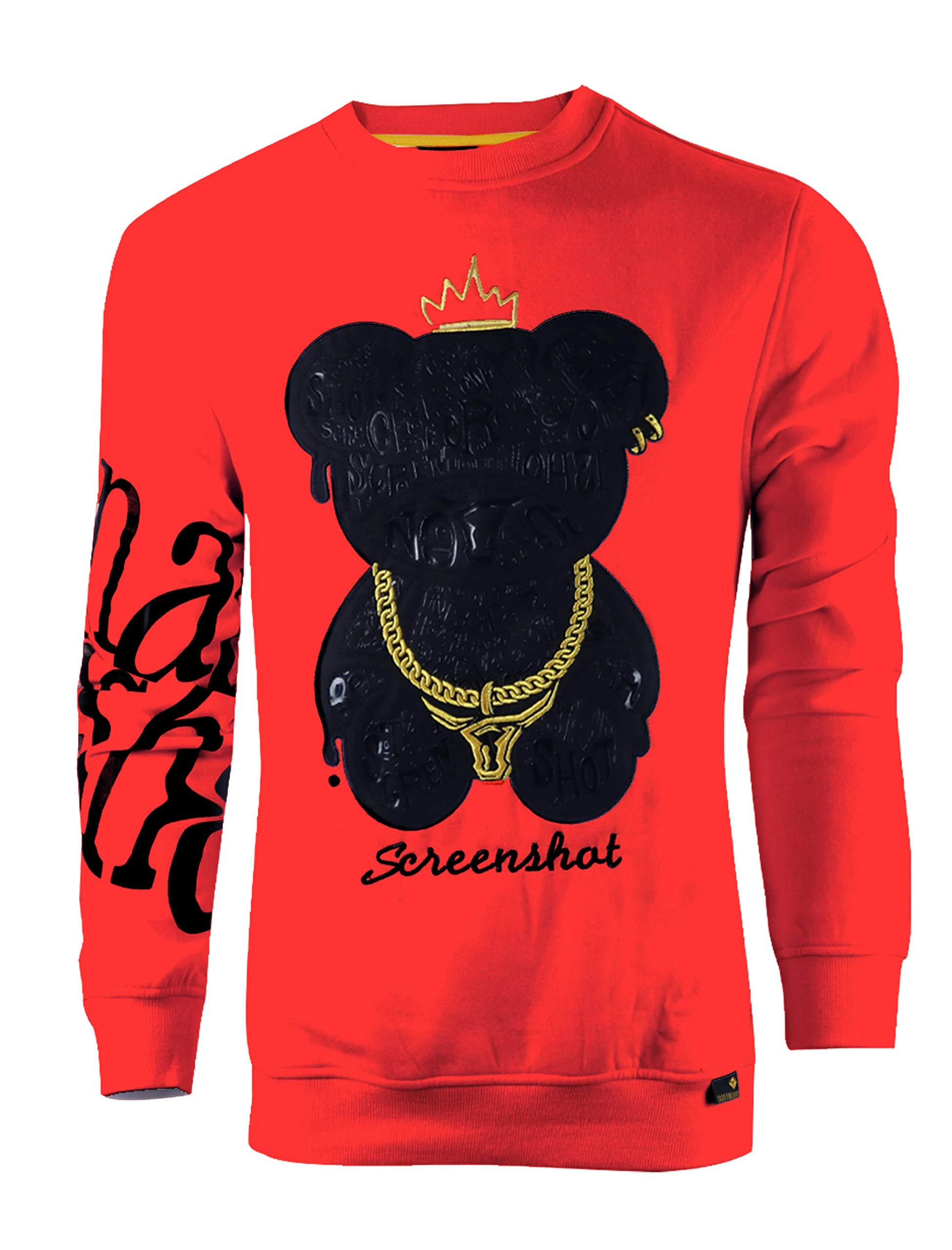 SCREENSHOT Mens Urban NYC Graffiti Hip Hop Fleece Pullover Active Fashion Crew Neck Sweatshirt Top, F11222-red, XL