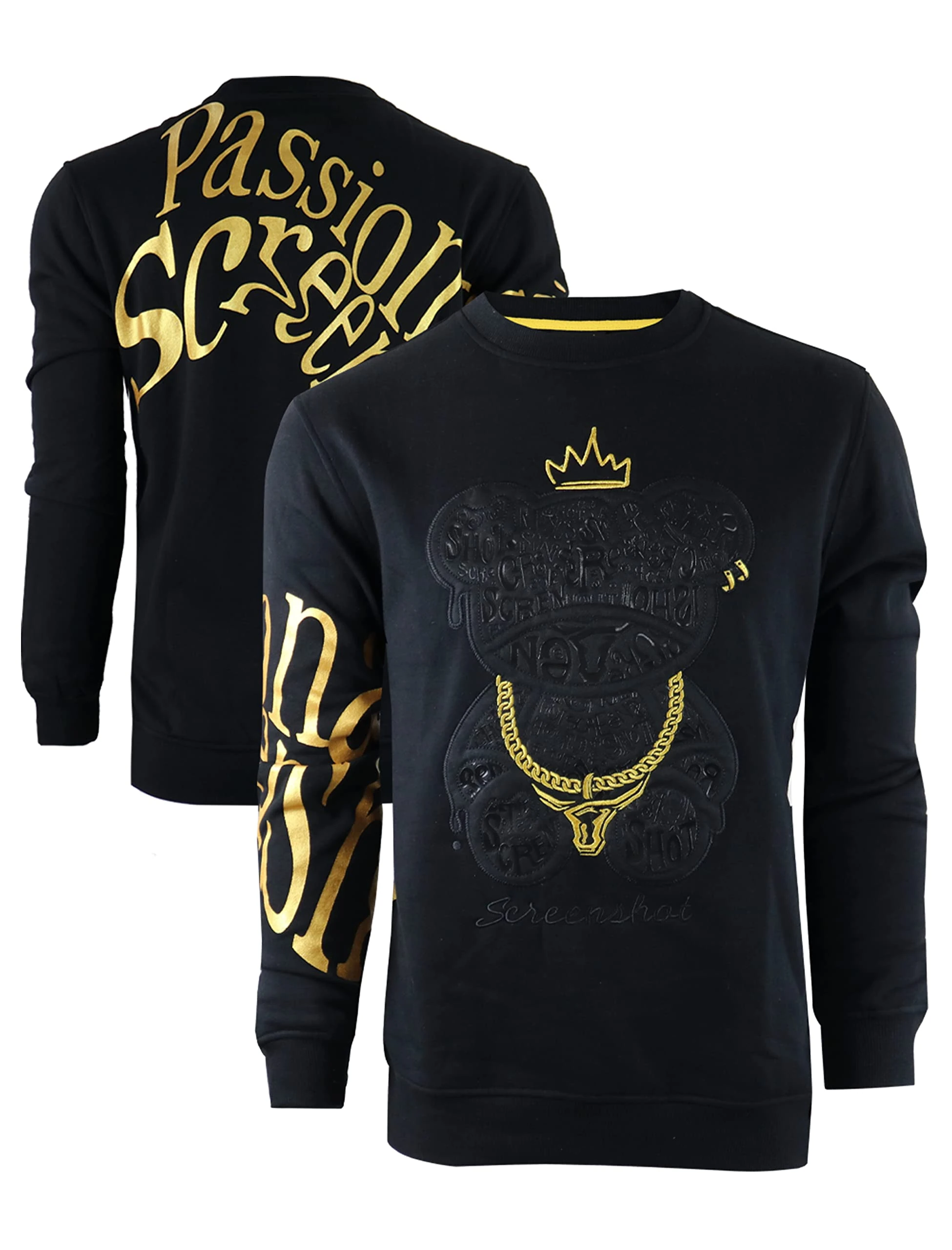 SCREENSHOT Mens Urban NYC Graffiti Hip Hop Fleece Pullover Active Fashion Crew Neck Sweatshirt Top, F11222-black, XL