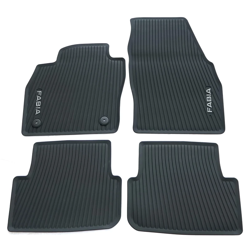 Skoda 6VB061500 Rubber Floor Mats, 4 x Rubber Mats, All-Weather Mats, with Fabia Lettering