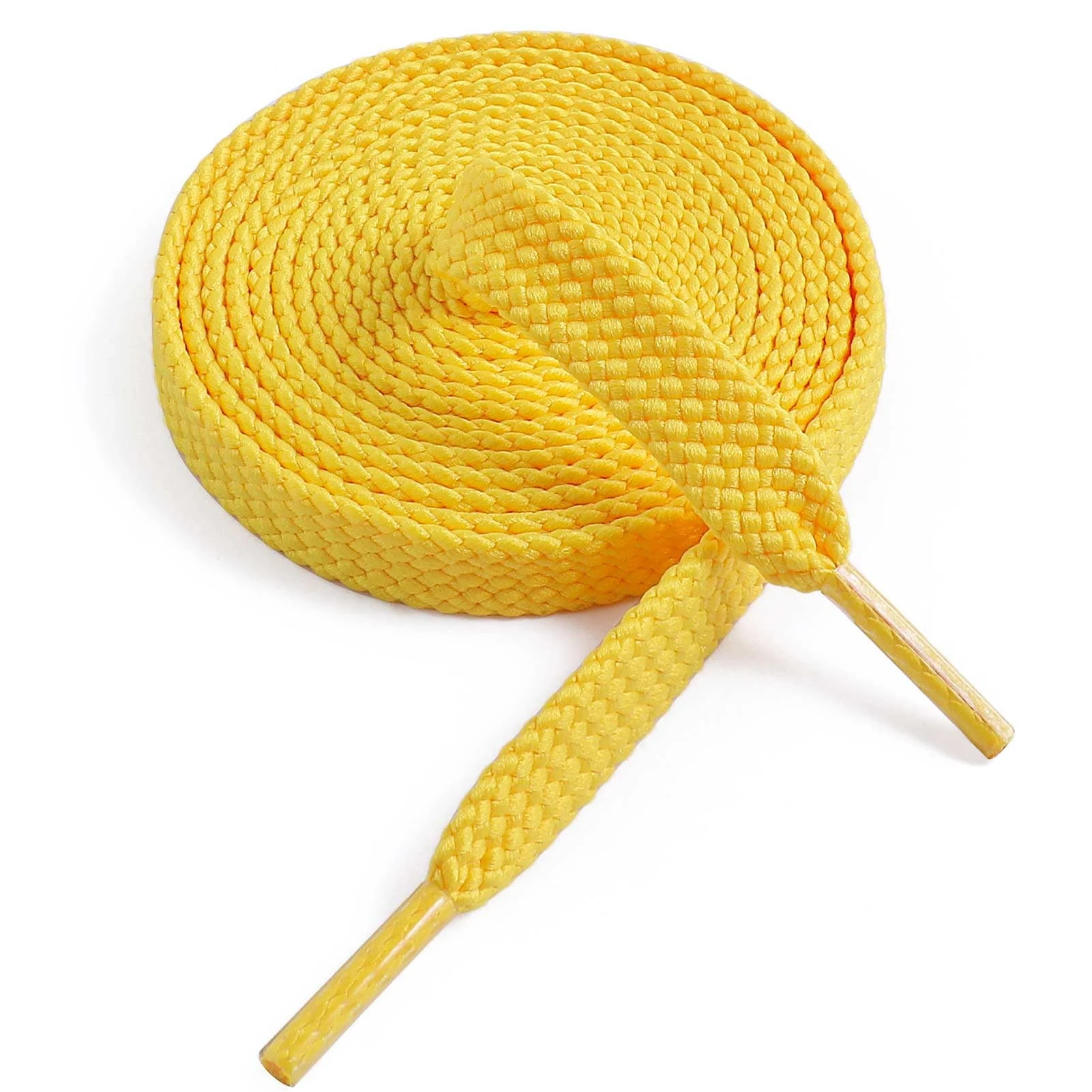 VSUDO 120 cm Double Layer Flat Golden Yellow Shoe Laces for Trainers, 9mm Wide Shoelaces for Trainers, Sneakers Laces for Women or Men (1 Pair-Golden Yellow-120cm)