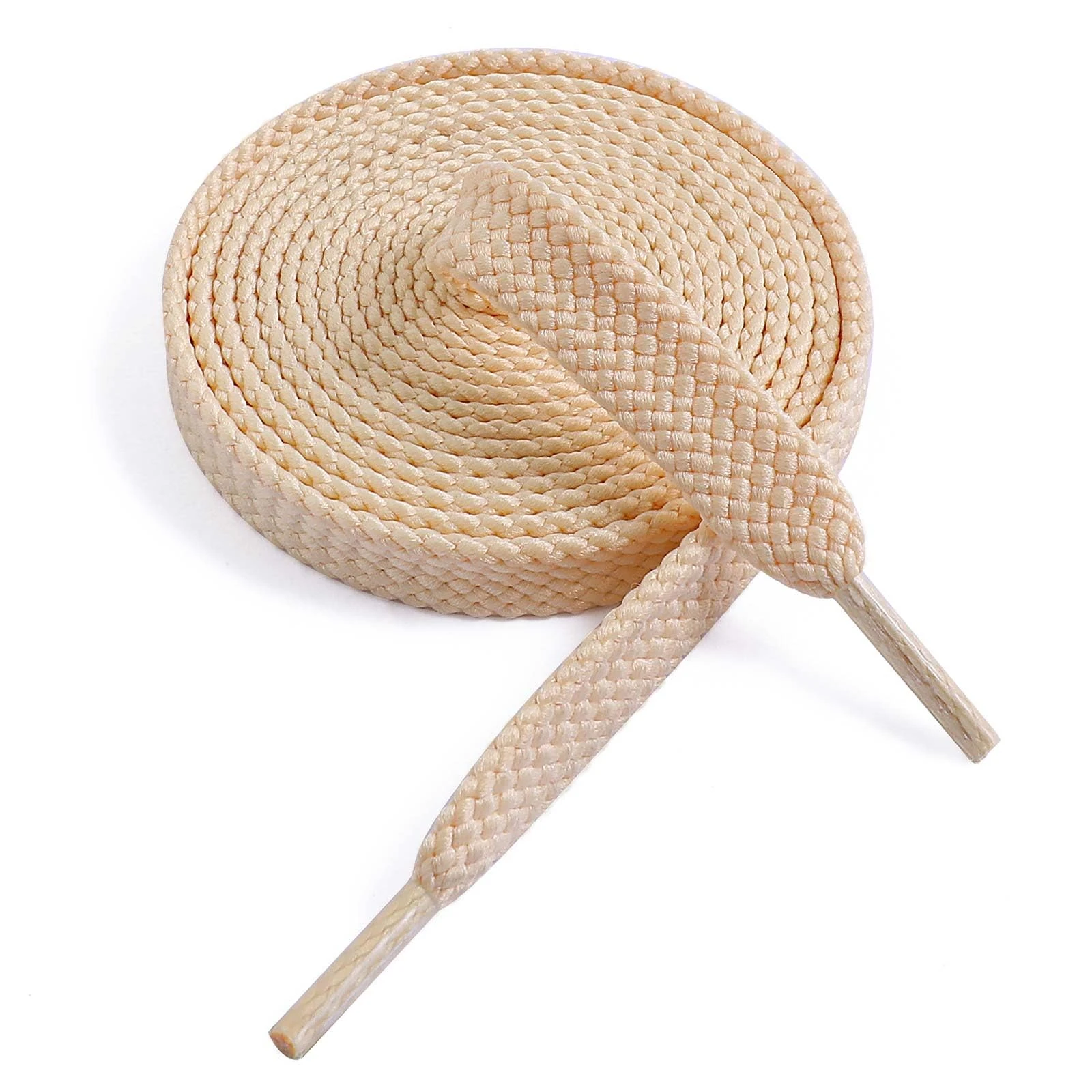 VSUDO 120 cm Double Layer Flat Cream Shoe Laces for Trainers, 9mm Wide Off White Shoelaces for Trainers, Beige Sneakers Laces for Women or Men (1 Pair-Beige-120cm)