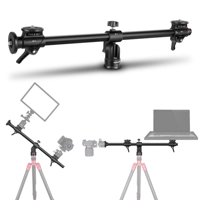 NEEWER 30"/76cm Horizontal Tripod Center Axis with 3/8" Screw, Aluminum Alloy 360° Rotatable 180°Vertical Adjustable Tripod Extension Boom Arm for Macro Overhead Photography (Load up to 22lb)