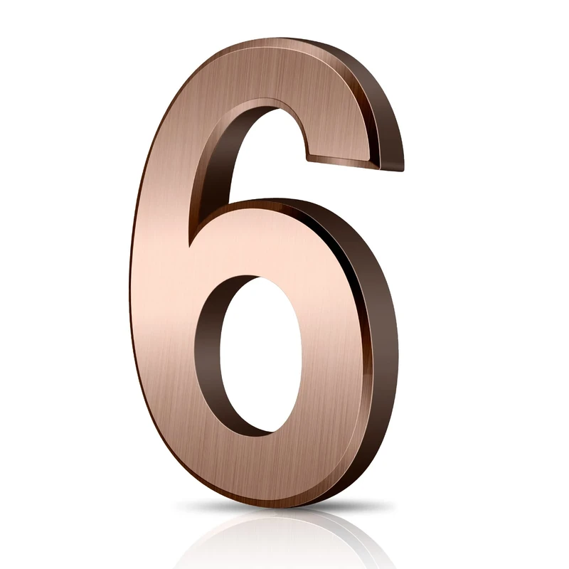 Vicloon Mailbox Numbers Self Adhesive, 3 Inches 3D Mailbox Numbers Waterproof, Door Numbers House Numbers Street Number Stickers for House Mailbox Apartment Hotel Courtyard Cafe Bronzed(6)