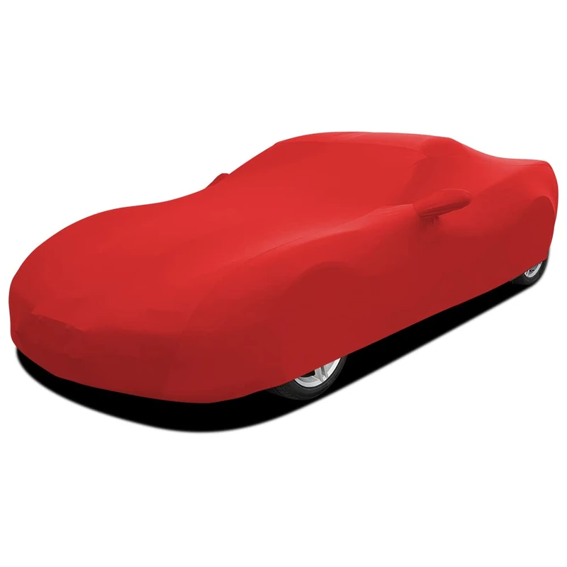 WinPower Indoor Sports Car Cover 177-189 Inch Stretch Dustproof Protection Full Car Cover for Underground Garage Car Show, Red
