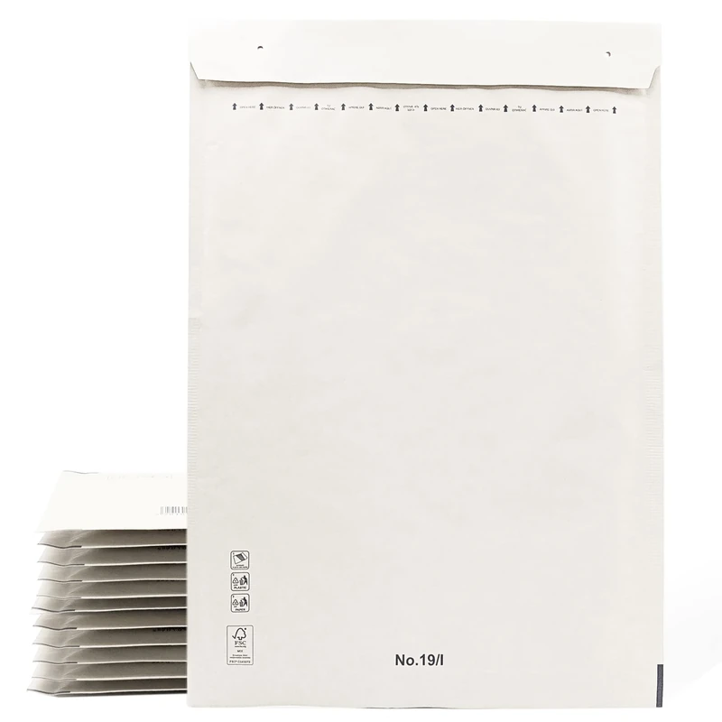 Ofiturie Padded Envelopes, Paper Bags with Bubble Liners, White, Peel and Seal (50 Envelopes, 350 x 470 mm)