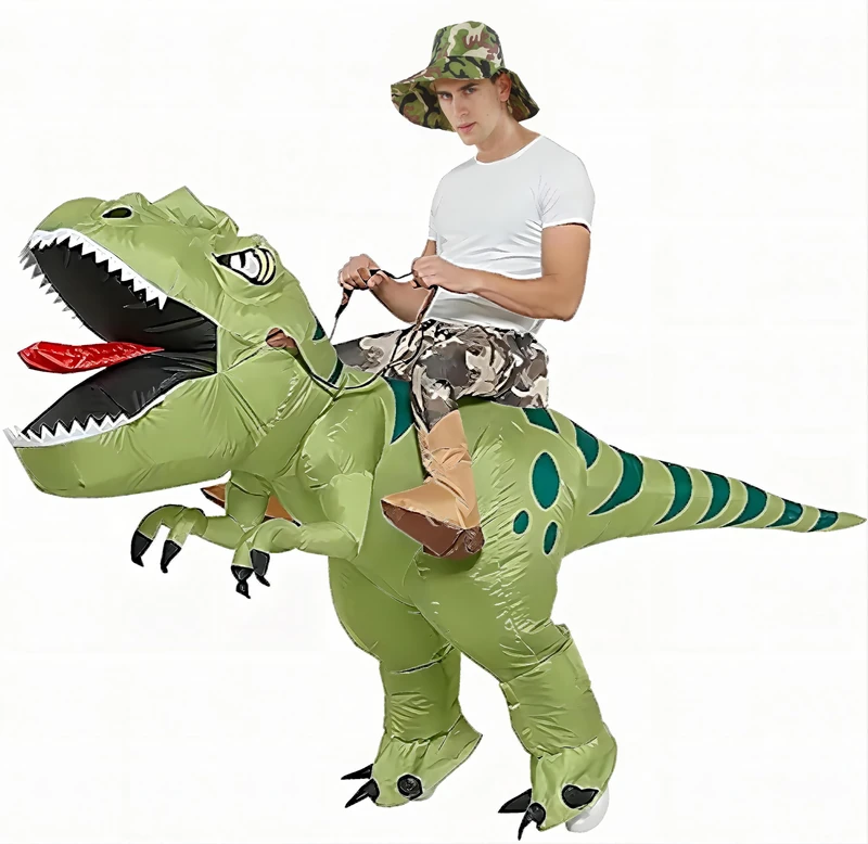 FXICH Inflatable Dinosaur Costume Blow up Dinosaur Costume Outfit Funny Halloween Dino Costume Suit (green),dinosaur costume for adult:150cm-190cm