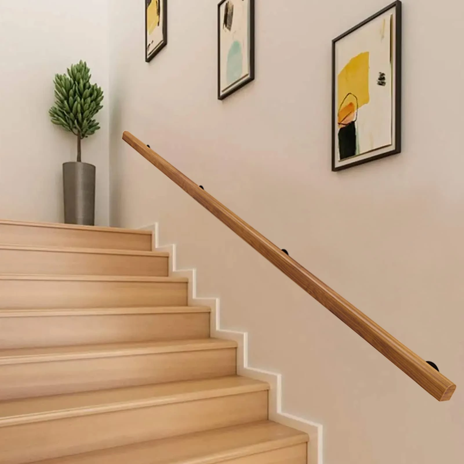Wood Handrails for Stairs Interior, Stair Railings/Handrail - Safety Banister with Wall Brackets - Stair Rail Hand Rails Railing for Condo Loft Villa Corridor Garden Armrest ( Size : 9.2ft/280cm )