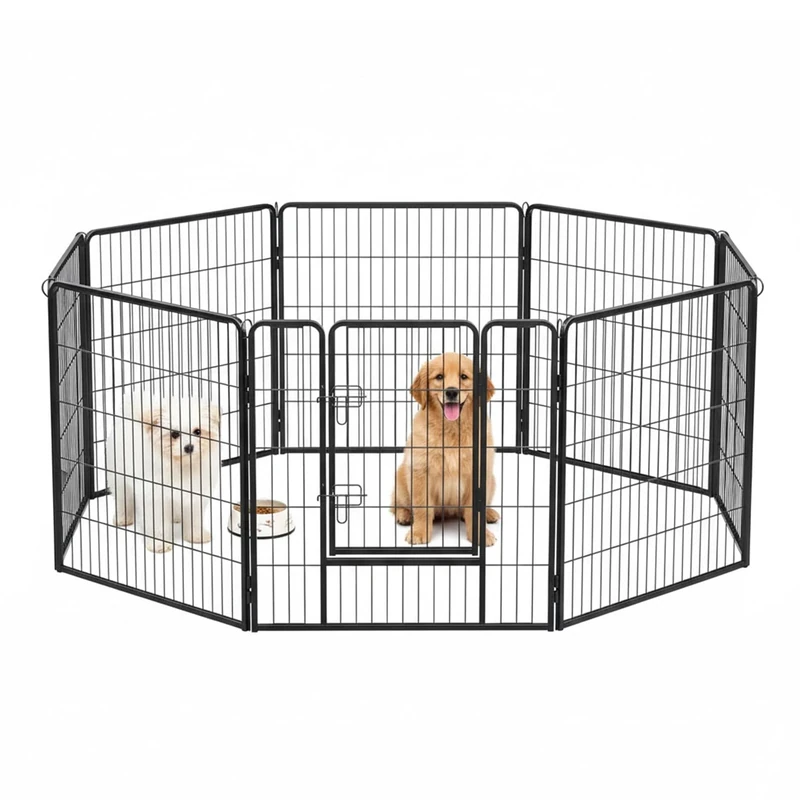 AQPET Iron Fence for Dogs and Cats Rodents 80 x 80 cm 8 Pieces For Indoor Outdoor Garden