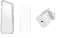 OtterBox Drop Protection Bundle for iPhone 13; Symmetry Clear Protetive Thin Case, Alpha Glass Sreen Protector and UK 20W USB-C PD Fast Wall Charger - Image 1