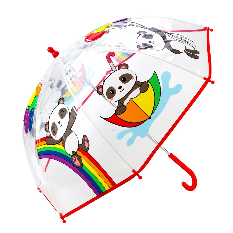 Hartom Rainbow Panda Kids POE Dome Umbrella - Lightweight 72cm