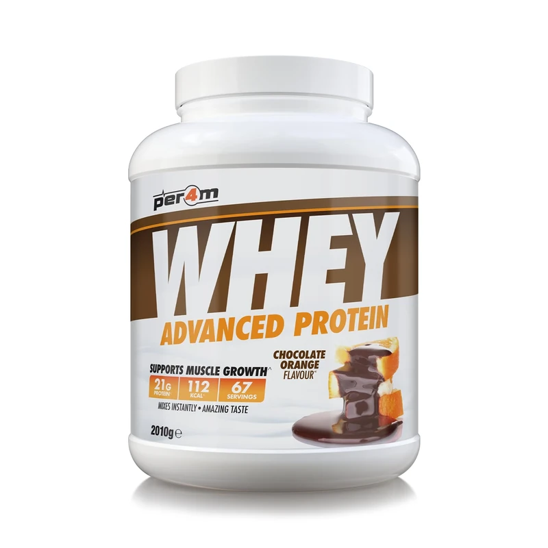 Per4m Whey Protein Powder | High Protein Shake for Muscle Growth & Recovery | Low Sugar Gym Supplement | Sports Nutrition Drink + Amino Acids (2010g, Chocolate Orange)