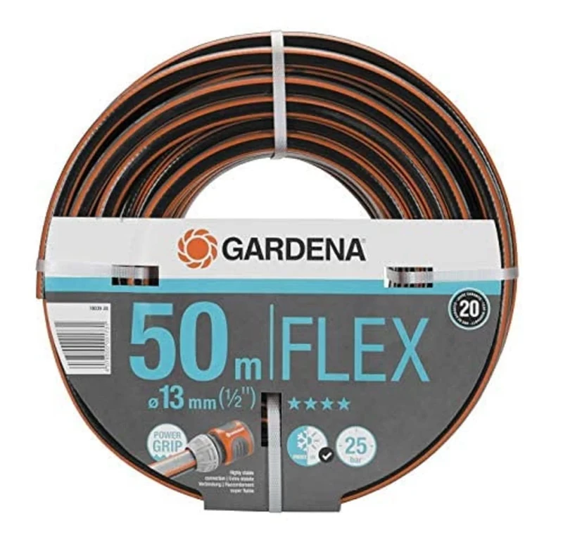 GARDENA Comfort Flex Hose 13mm (1/2 Inch), 50m Bundle, Pressure-Resistant and dimensionally Stable, Bursting Pressure 25 bar; Includes Comfort Flex Hose 13mm (1/2 Inch), 50m