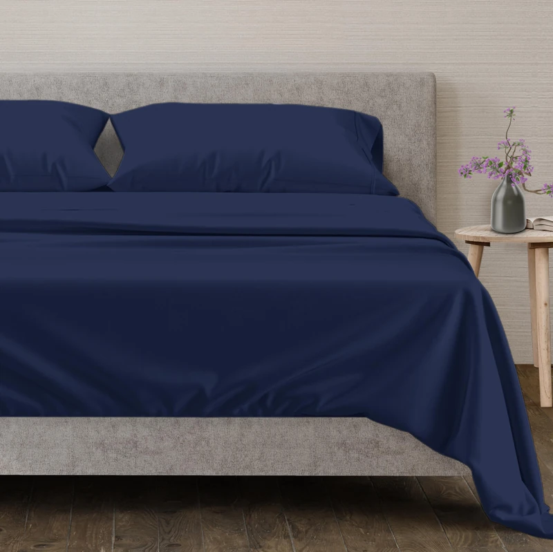 Mayfair Linen Luxury Sheets for Fitted Beds 600 Thread Count 100% Cotton Sheets 5 Piece Set with 2 Twin XL Fitted Sheets, Fits Fitted Mattress Upto 16" Deep Pocket (Navy Blue)
