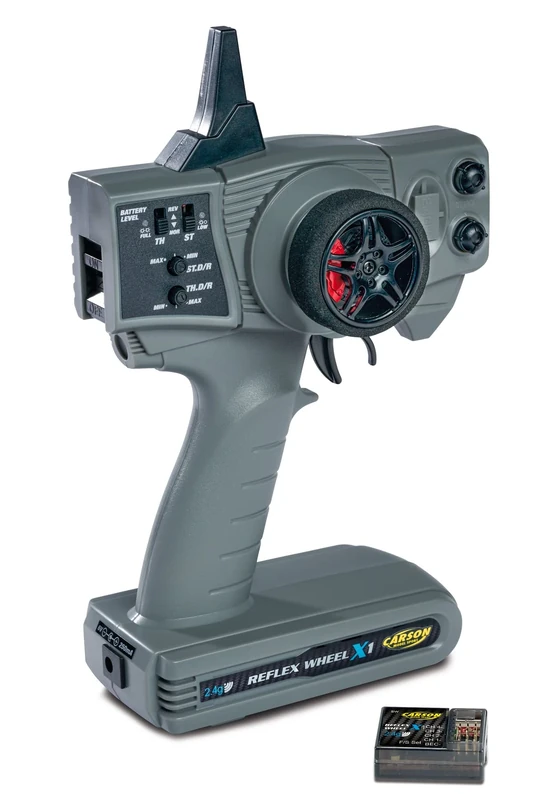 Carson 500500105 Reflex Wheel X1 2.4G Grey - KIT Compatible, Model Building, Accessories, Receiver, RC Spark, 2 4 GHz Remote Control