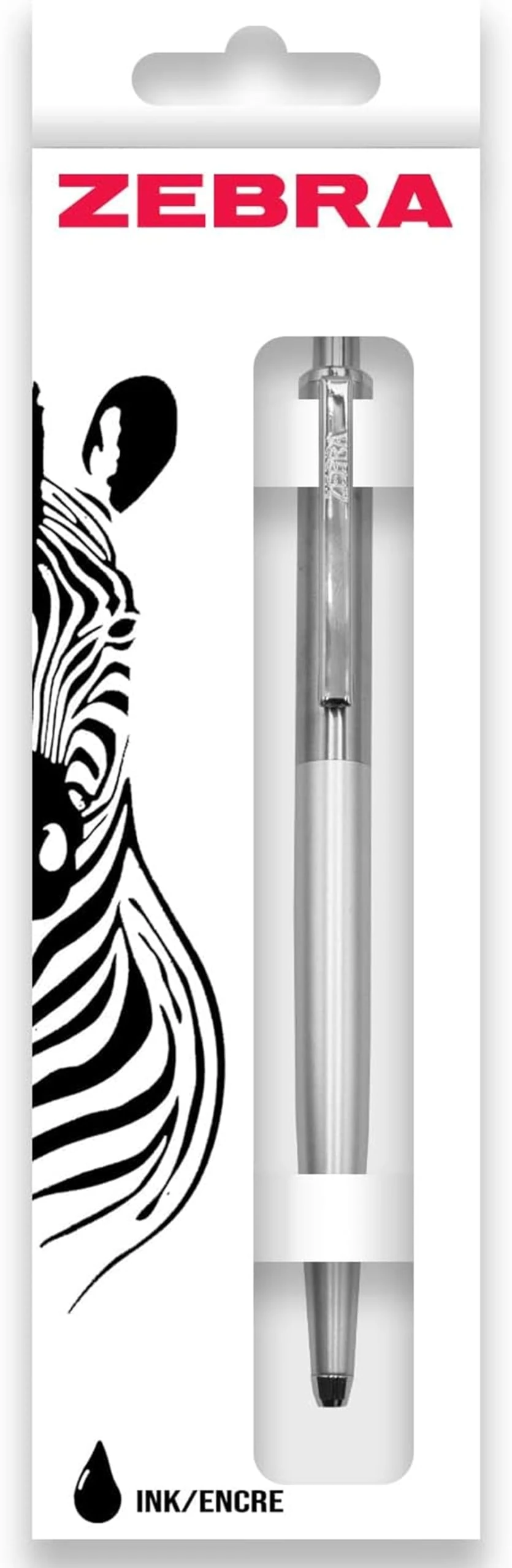 Zebra Pen 901 Black Ballpoint Pens, Sleek & Stylish Black Biro Pen, Retractable & Reliable, Black Ink, Premium Silver Barrel Ball Point Pens With Presentation Case - Fine Point, 1 pk – Silver