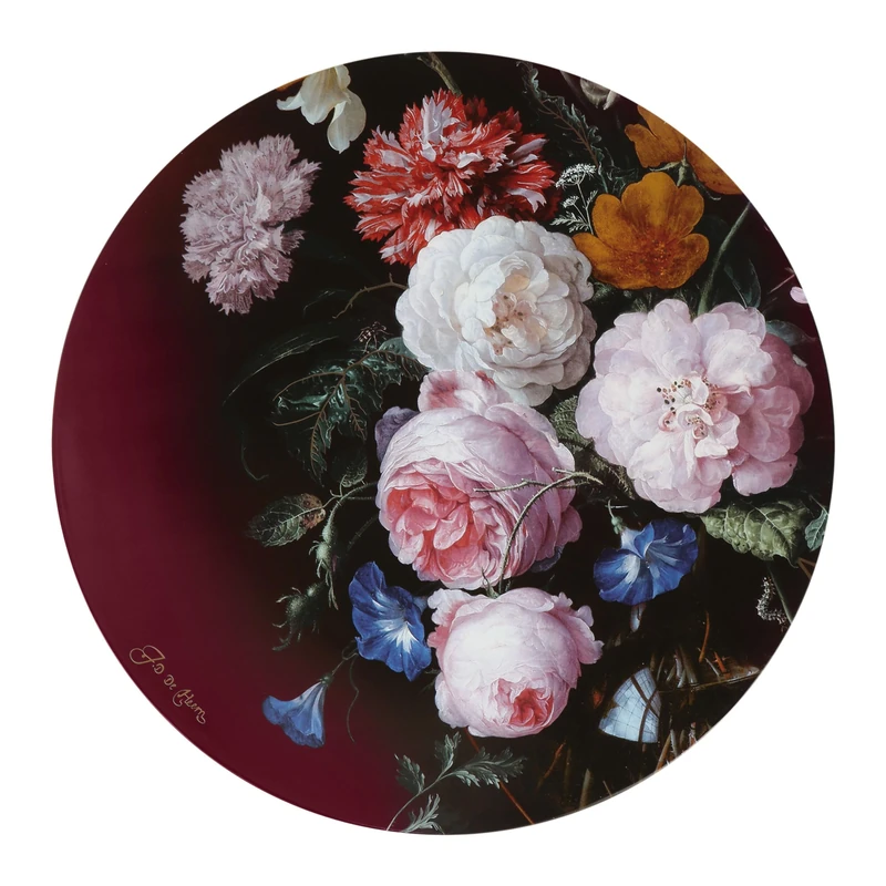Goebel Artis Orbis Wall Clock Flowers in Vase - Porcelain Clock by Jan Davidsz De Heem, Large Design Wall Clock 41 cm, Artistic Living Room Decor