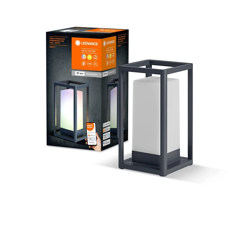 LEDVANCE Smart+ Outdoor WiFi Table Light, 5W, 310lm, Black, with Warm White Light (3000K) and 16 Million Colors, Battery Powered, Mobile, app controllable, Compatible with Amazon, Google, etc.