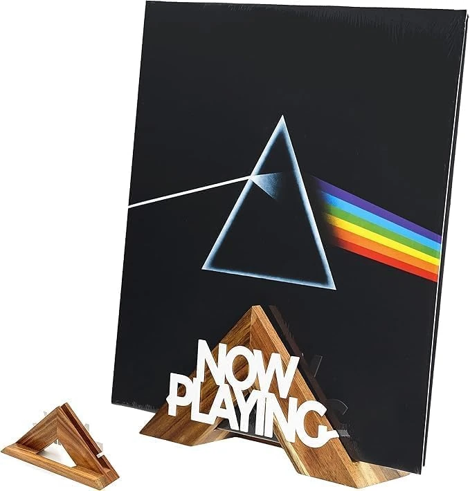 Tabletop Now Playing Vinyl Record Stand - Wooden Vinyl Record Holder - LP Shelf - No-Tool Assembly