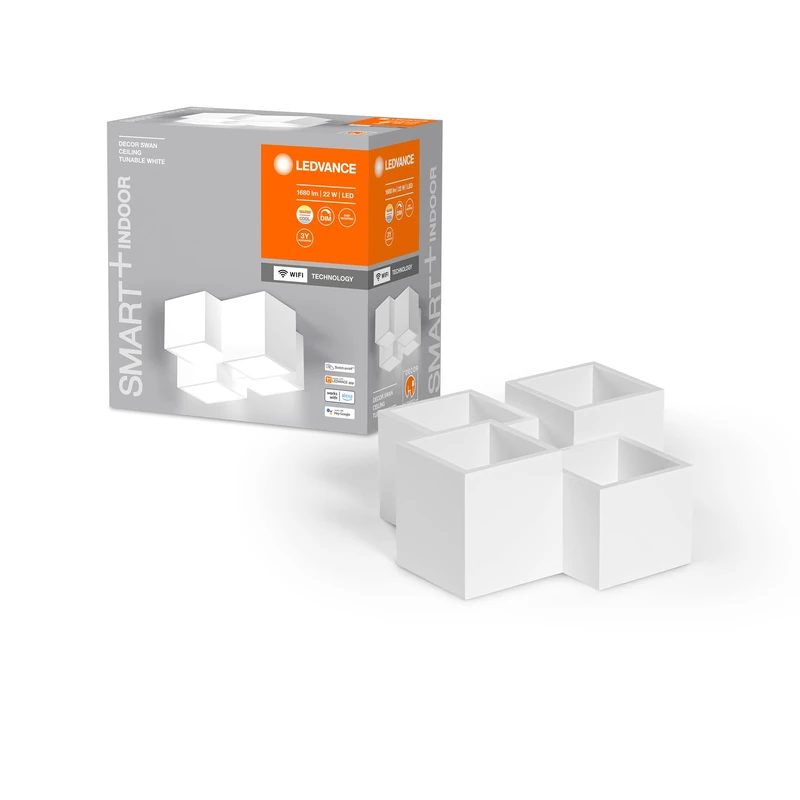 LEDVANCE Smart+ WiFi Decor Ceiling Light, White, 22W, 1680lm, Adjustable White Light, dimmable, 3000-6500K, Light Distribution up & Down, controllable by app, Compatible with Amazon, Google, etc.