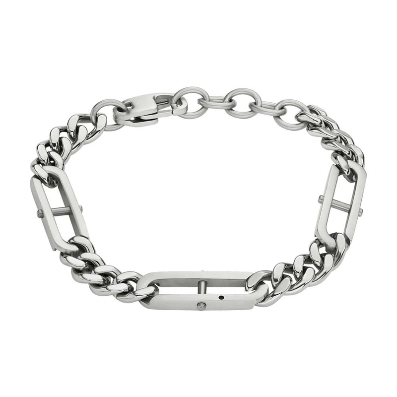 Fossil Bracelet for Men Heritage, Length: 220mm, Width: 8mm Silver Stainless Steel Bracelet, JF04342040