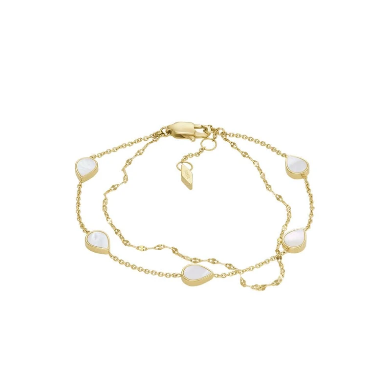 FOSSIL Teardrop JF04317710 Women's Link Bracelet Mother of Pearl White, Total Length: 16.5cm + 2.5cm, Stainless Steel, No gemstone