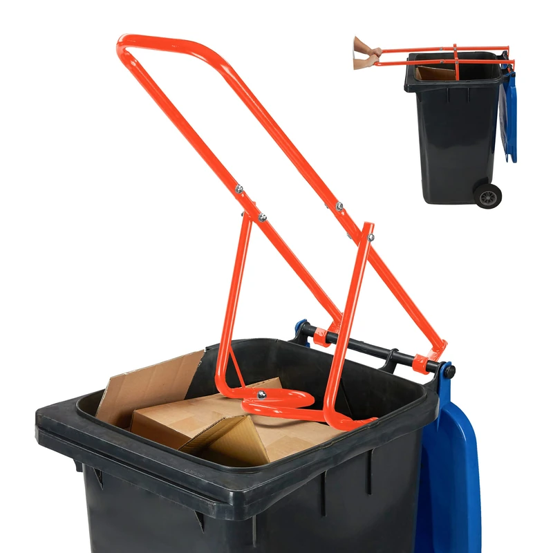 Relaxdays Rubbish Press For Wheelie Bins, Household Waste Compressor, Manual, Recycling Compactor, Steel, Red - Image 1