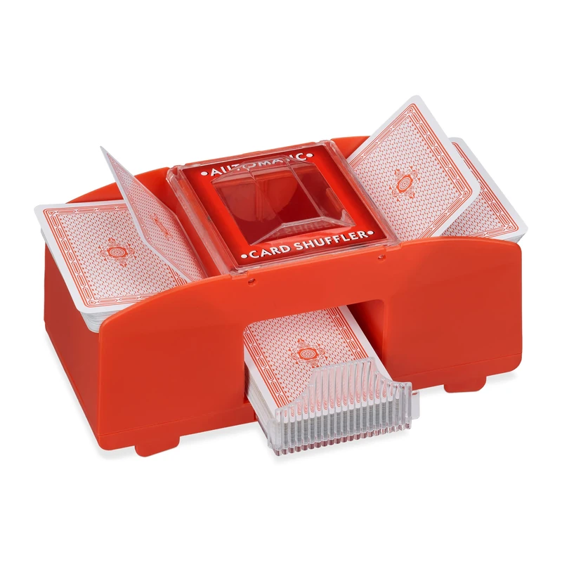Relaxdays Automatic 2-Deck Electric Card Shuffler - Red