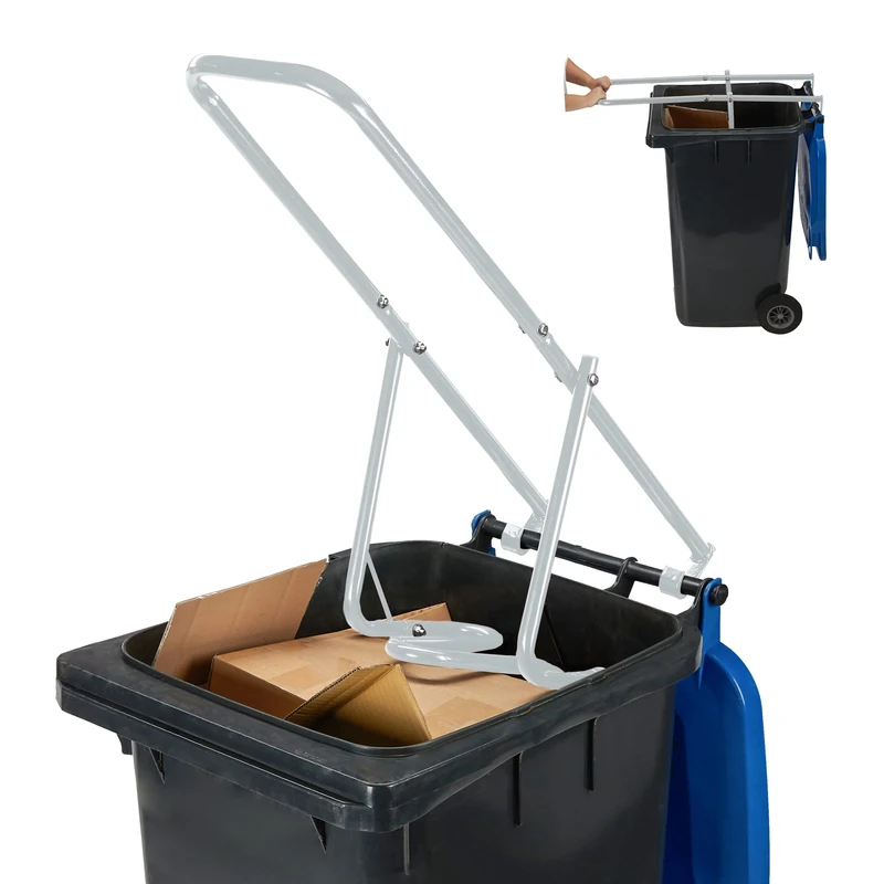 Relaxdays Rubbish Press For Wheelie Bins, Household Waste Compressor, Manual, Recycling Compactor, Steel, Grey