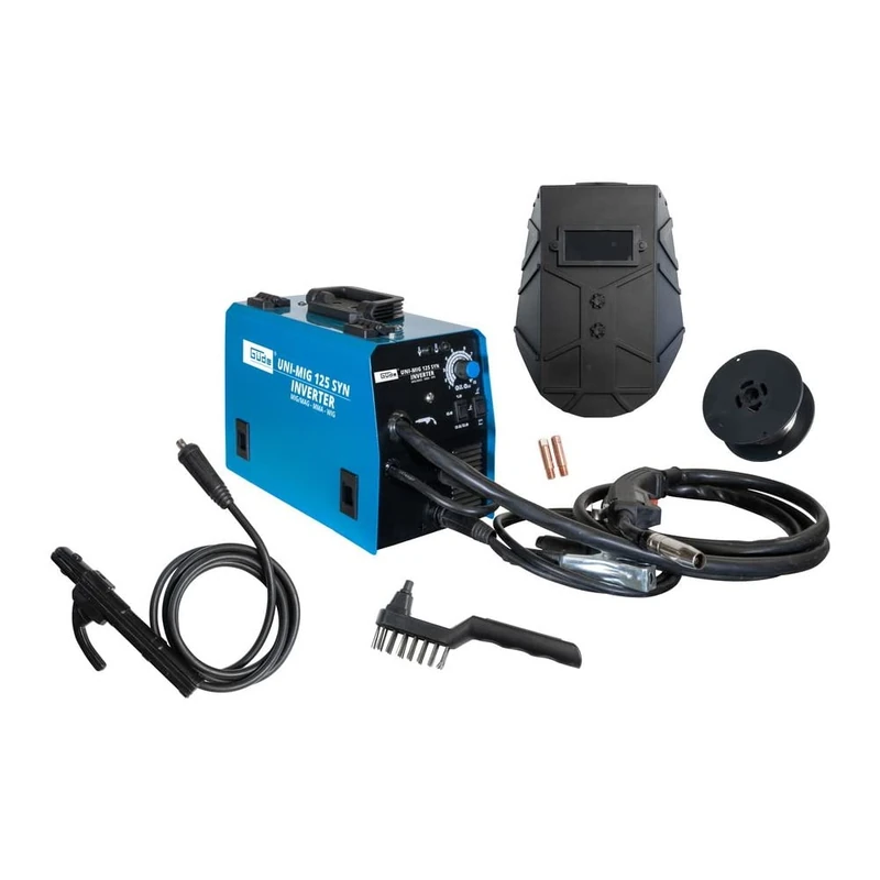 Güde Universal Welding Machine Uni-Mig 125 SYN (230 V, 4 in 1, 120 A Max. Welding Current, 20-120 A Regulator, Includes Electrode Holder, Hose Package, Ground Clamp, Slag Hammer, Welding Shield &