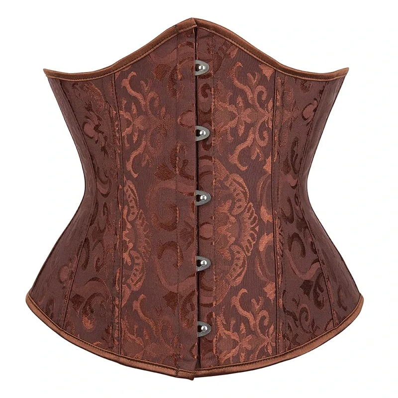 Kelvry Women's Satin Waist Cincher Lace up Boned Bustier Underbust Corset