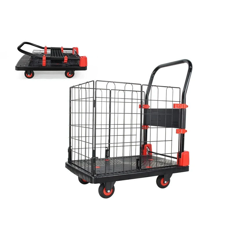 Uholan Platform Trucks Folding Hand Truck Cage Cart Carrying Weight 330lbs Portable Platform Cart Collapsible Dolly