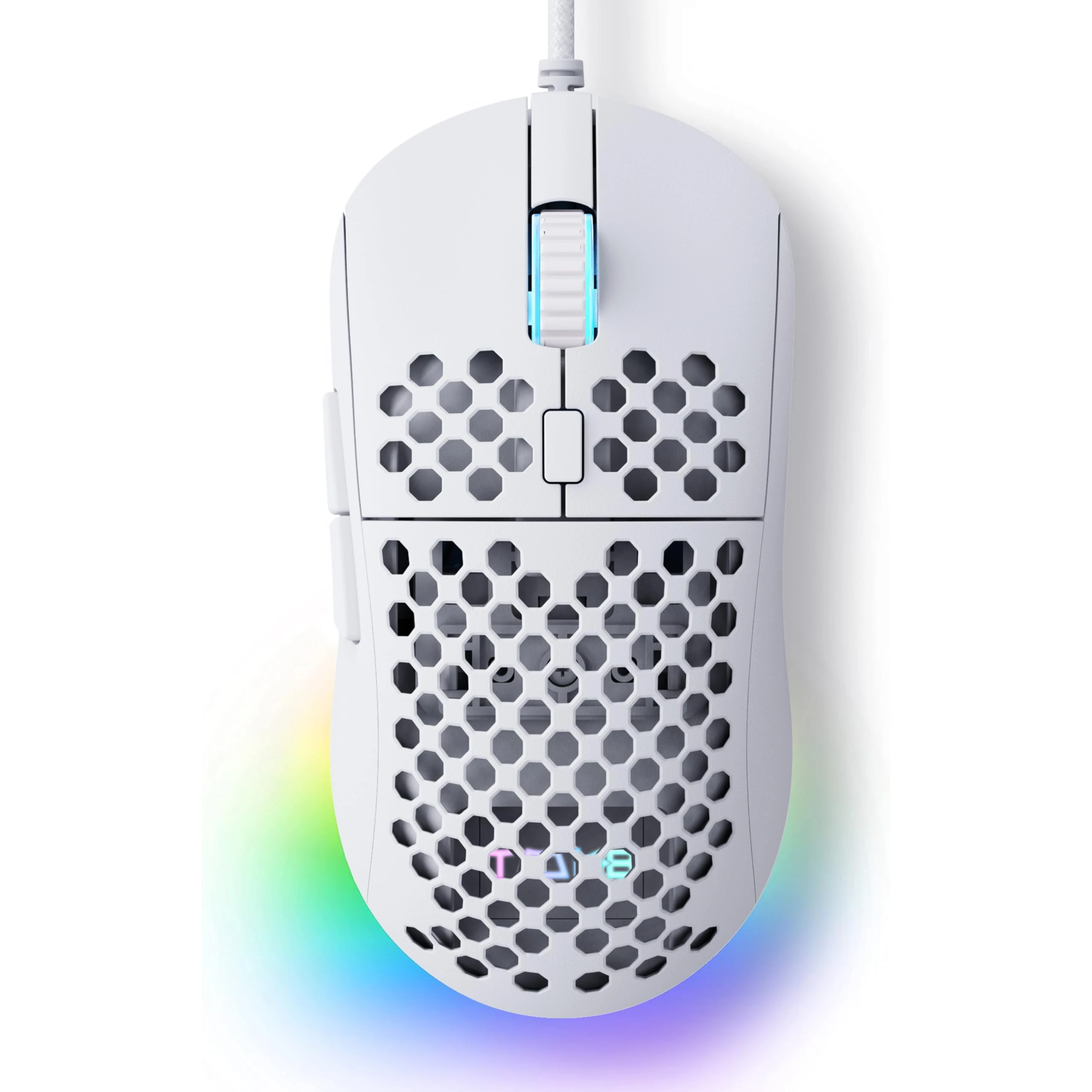 Dierya x TMKB Falcon M1SE Gaming Mouse, 12800DPI Optical Sensor, 6 Programmable Buttons, Customisable RGB Lighting, Ergonomic & Lightweight Honeycomb Design for PC/Laptop/Mac - USB Wired - Matt White