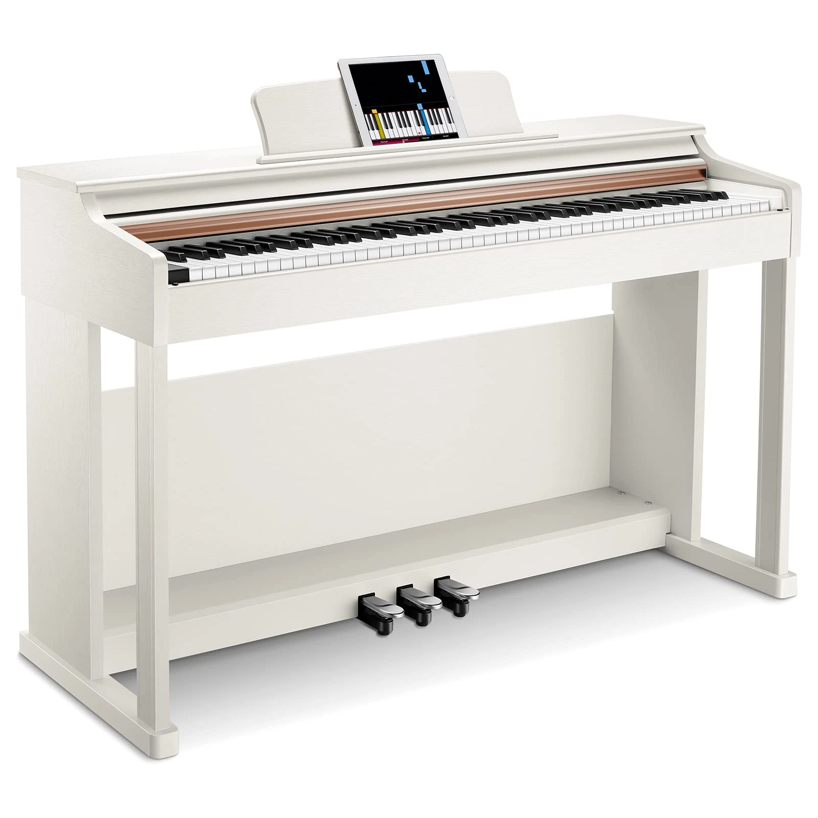 Donner Digital Piano 88 Key Weighted DDP-100 88-Key Weighted Action Digital Piano, Beginner keyboard piano Bundle with Furniture Stand, Power Adapter, White
