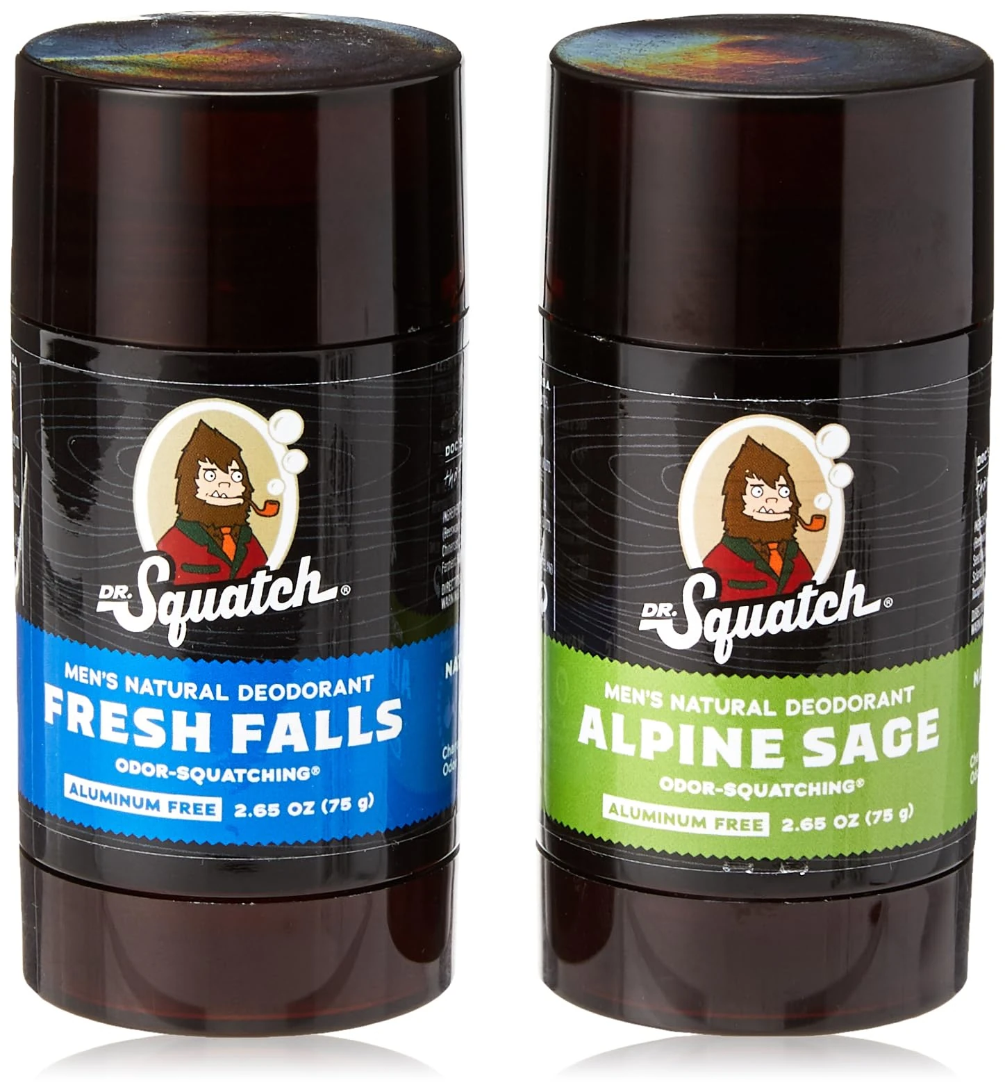 Dr. Squatch Natural Deodorant for Men – Odor-Squatching Men's Deodorant Aluminum Free - Alpine Sage + Fresh Falls (2 Pack)