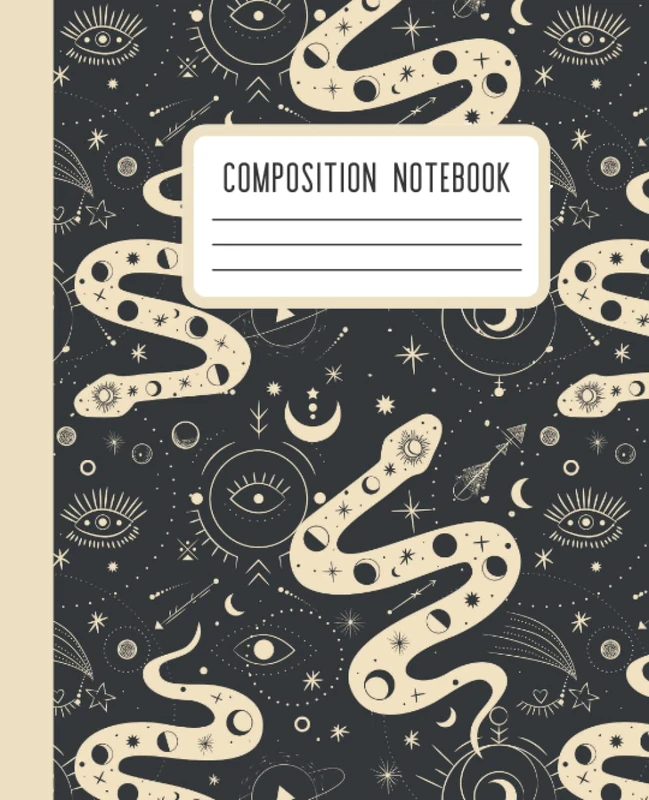 Mystical Snakes Moon Phases Third Eye Wide Rule Composition Notebook