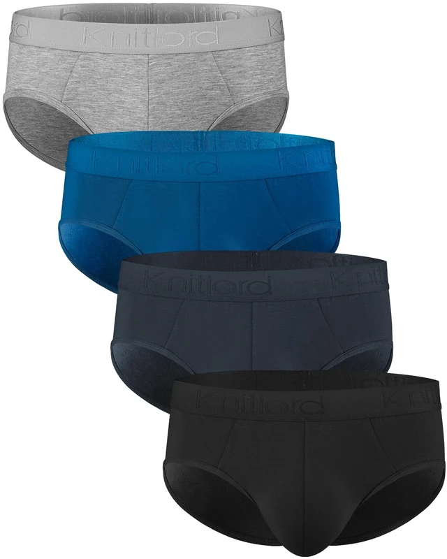 KNITLORD Men's Bamboo Underwear Soft Lightweight Mid/Low Rise Briefs 3 or 4 Pack, 4 Pack-2XL