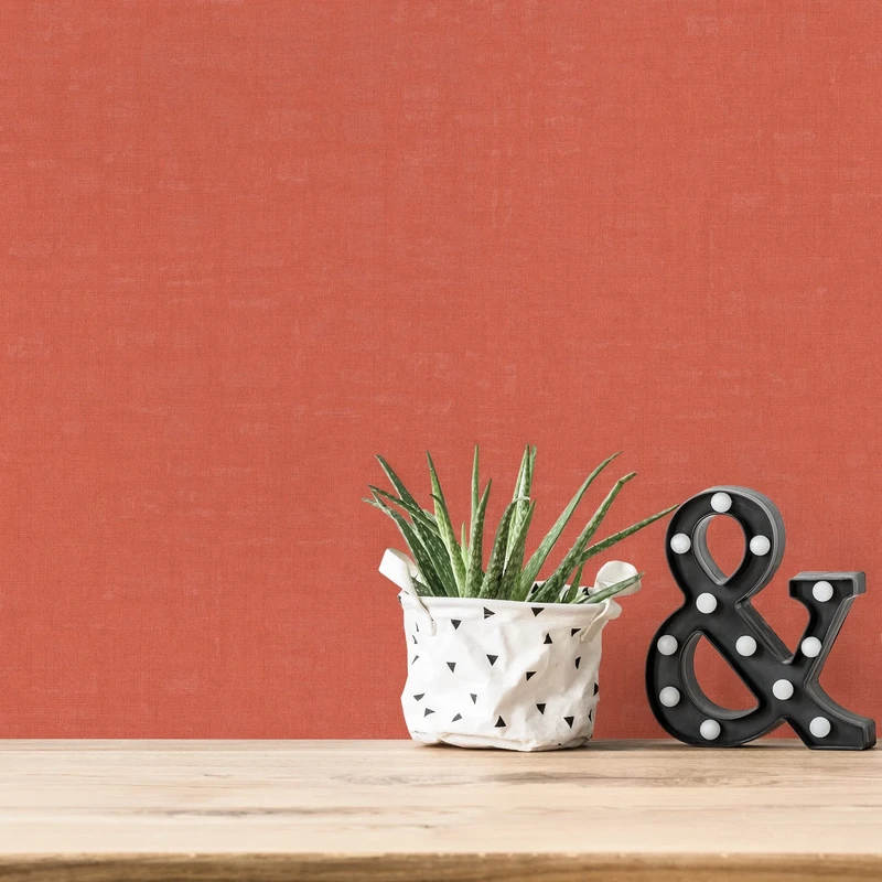 A.S. Création Nara 387458 Plain Non-Woven Wallpaper 10.05 m x 0.53 m Made in Germany Orange Salmon Red