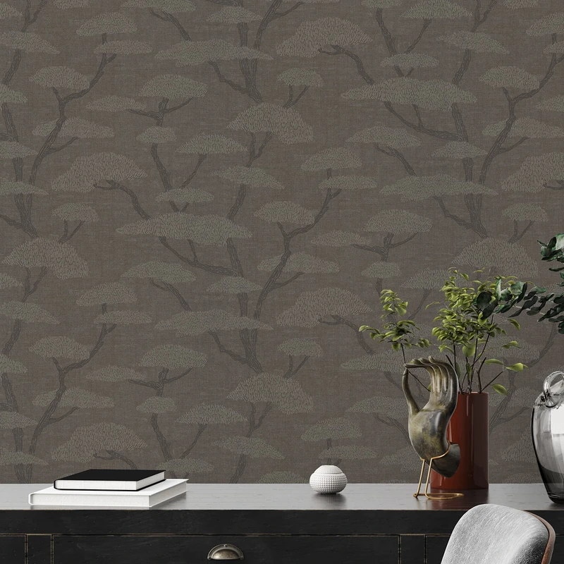 A.S. Création Nara 387415 Non-Woven Wallpaper 10.05 m x 0.53 m Anthracite Grey Black Made in Germany