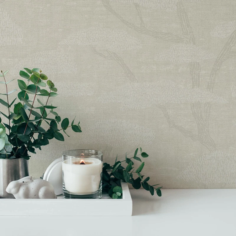 A.S. Création Nara 387414 Non-Woven Wallpaper Trees Beige Grey White 10.05 m x 0.53 m Made in Germany
