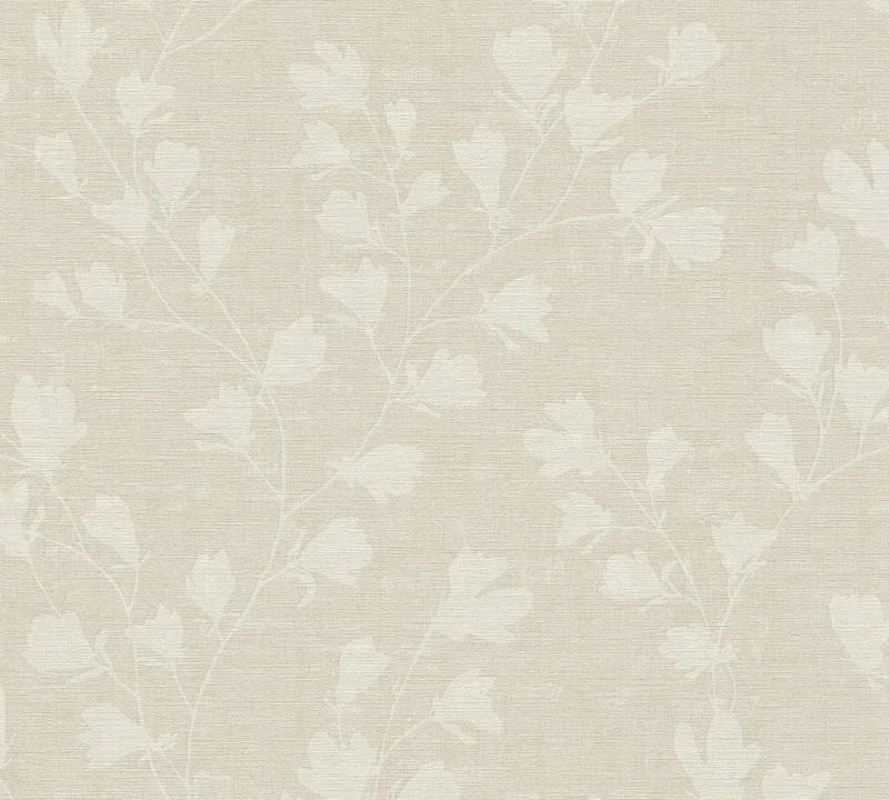 A.S. Création Greige Nara 387474 Non-Woven Wallpaper with Leaf Tendril Design Grey/Beige 10.05 m x 0.53 m Made in Germany