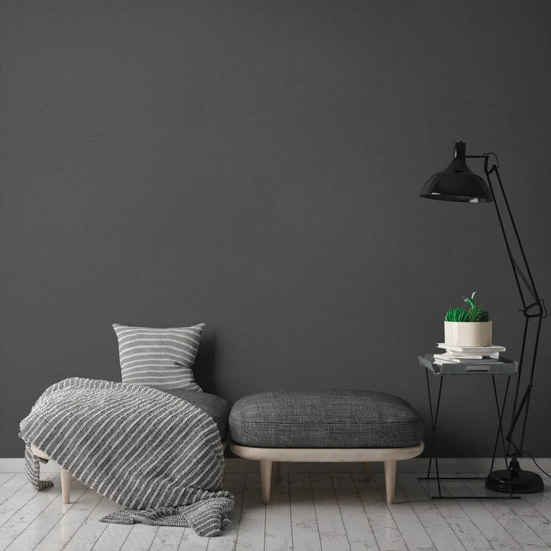 A.S. Création Nara 387441 Plain Non-Woven Wallpaper 10.05 m x 0.53 m Made in Germany Anthracite Grey