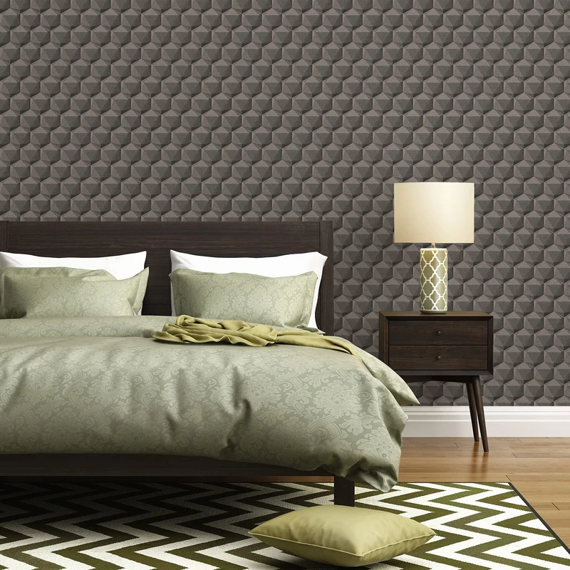 A.S. Création Nara 387482 Non-Woven Wallpaper Grey Anthracite Hexagon Non-Woven Wallpaper 10.05 m x 0.53 m Made in Germany Black