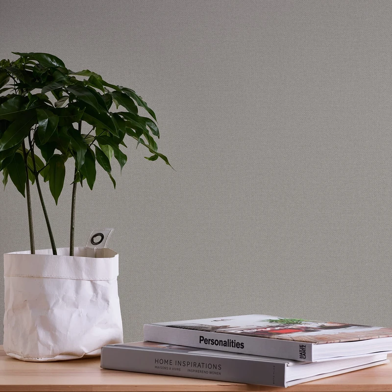 A.S. Création Nara 387448 Plain Non-Woven Wallpaper 10.05 m x 0.53 m Made in Germany Taupe Grey