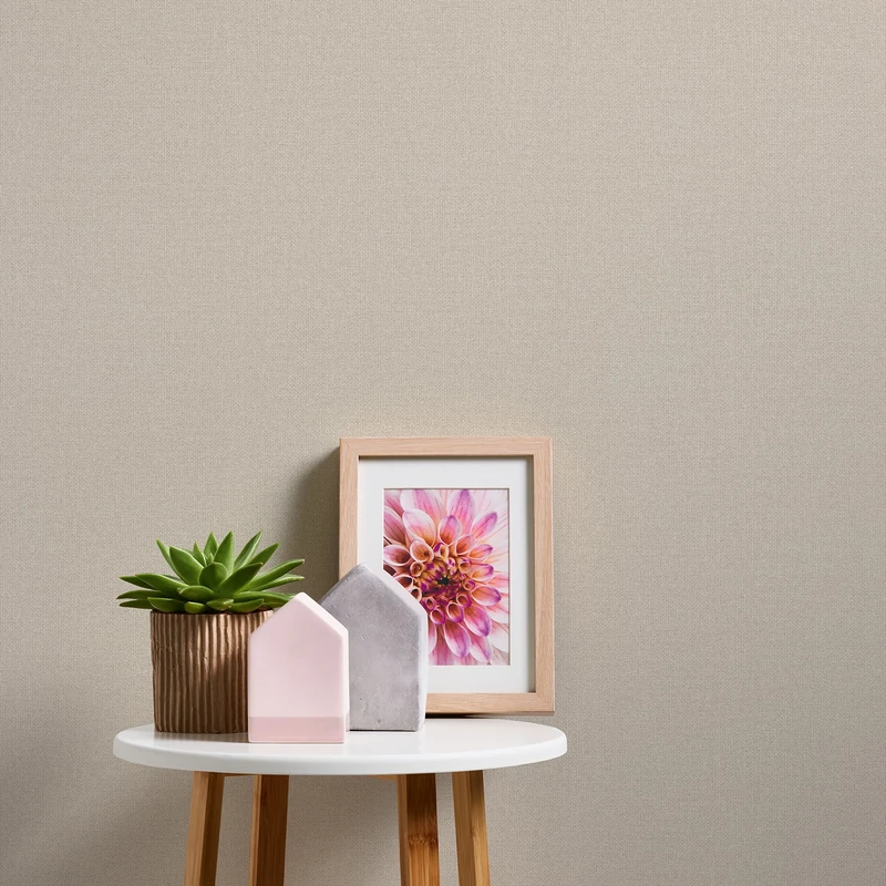 A.S. Création Nara 387445 Plain Non-Woven Wallpaper 10.05 m x 0.53 m Made in Germany Cream Beige