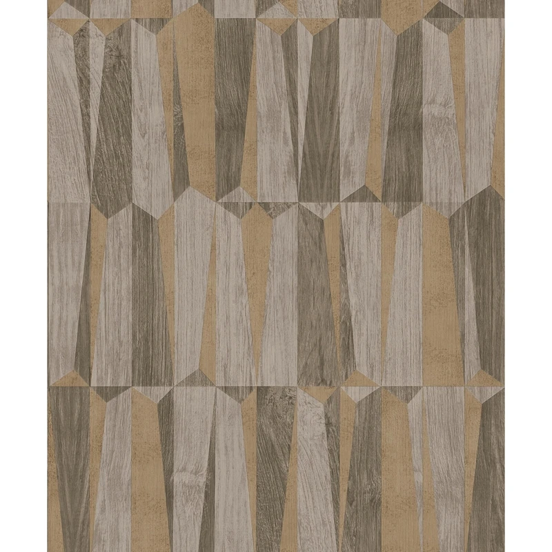 A.S. Création Nara 387433 Non-Woven Wallpaper Wood Effect Brown Gold Grey 10.05 m x 0.53 m Made in Germany