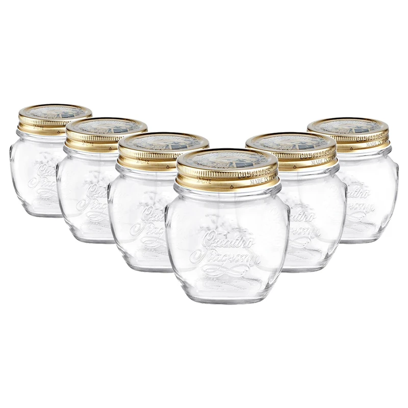 Bormioli Rocco Quattro Stagioni 300ml Glass Jars - Pack of 6 with Screw Top