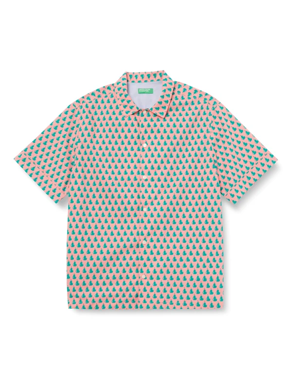 United Colors of Benetton Men's Shirt 5wwyuq01n, Pink to Fancy 74u, L